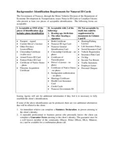 Backgrounder: Identification Requirements for Nunavut ID Cards