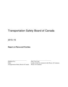 Reports on Plans and Priorities - Transportation Safety Board