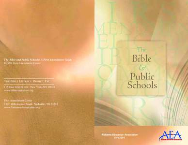 Bible / The Bible and Its Influence / Separation of church and state / Abington School District v. Schempp / Biblical studies / Religious education / Creationism / National Council on Bible Curriculum in Public Schools / Bible in the Schools / Education / Religion / Theology