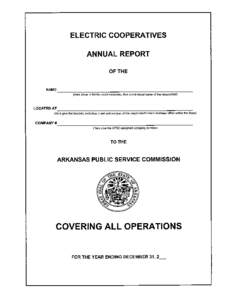 REPORT TO ARKANSAS PUBLIC SERVICE COMMISSION  LETTER OF TRANSMITTAL To:  Arkansas Public Service Commission