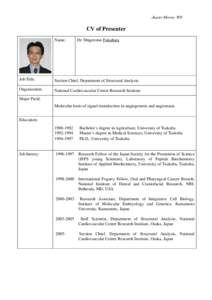 Japan-Mexico WS  CV of Presenter Name:  Dr. Shigetomo Fukuhara