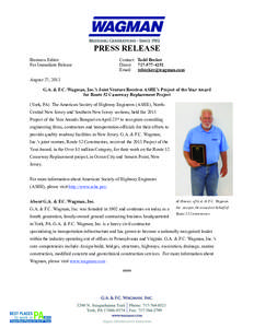Press Release - Wagman Joint Venture Receives ASHE Project of the Year Award.pages