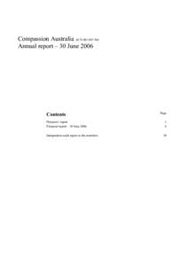 Compassion Australia ACNAnnual report – 30 June 2006 Contents Directors’ report Financial report – 30 June 2006