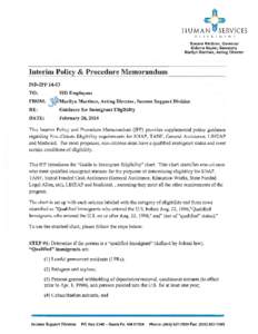 Overview of Immigrant Eligibility for Public Benefits Administered by HSD Supplemental Nutrition Assistance Program (SNAP) “QUALIFIED” IMMIGRANTS WHO ENTERED THE