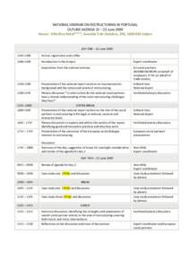 NATIONAL SEMINAR ON RESTRUCTURING IN PORTUGAL OUTLINE AGENDA 22 – 23 June 2009 Venue: Villa Rica Hotel****, Avenida 5 de Outubro, 295, [removed]Lisbon DAY ONE – 22 June[removed]