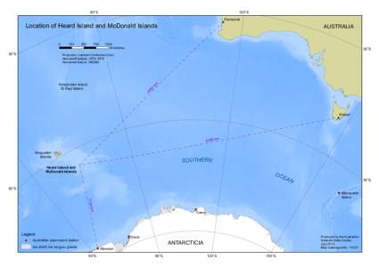 90°E  120°E Location of Heard Island and McDonald Islands 0