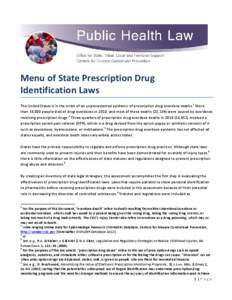 Menu of State Prescription Drug  Identification Laws  The United States is in the midst of an unprecedented epidemic of prescription drug overdose deaths.1 More than 38,000 people died of drug overdoses in 2010, a