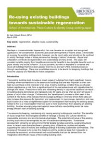 Architecture / Adaptive reuse / Redevelopment / Urban renewal / Grainger Town / Reuse / Sustainability / Sustainable preservation / Urban studies and planning / Environment / Construction