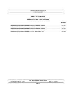 CHILD SUPPORT PROGRAM CASE CLOSURE TABLE OF CONTENTS CHAPTER[removed]CASE CLOSURE Section