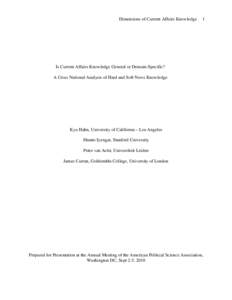 Dimensions of Current Affairs Knowledge  1 Is Current Affairs Knowledge General or Domain-Specific? A Cross National Analysis of Hard and Soft News Knowledge