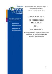 PO national FSEpour l’Emploi et l’Inclusion en Métropole Volet déconcentré en Ile-de-France APPEL A PROJETS Direction régionale des entreprises, de la