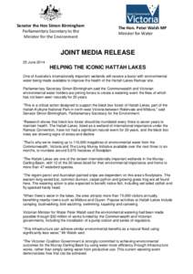 Helping the iconic Hattah Lakes - media release 25 June 2041