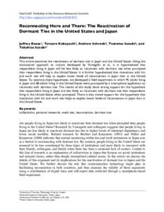 Final	
  Draft.	
  Published	
  in	
  the	
  American	
  Behavioral	
  Scientist.	
    http://abs.sagepub.com/contentReconnecting Here and There: The Reactivation of Dormant Ties in the United States an