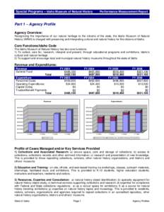 Special Programs – Idaho Museum of Natural History  Performance Measurement Report Part 1 – Agency Profile Agency Overview: