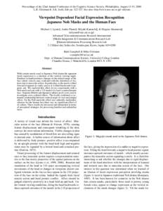 Face recognition / Noh / Face perception / Philosophy of mind / Mask / Facial expression / Emotion / Posture / The Mask: The Animated Series / Theatre in Japan / Mind / Cognitive science