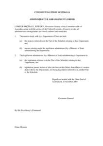Administrative Arrangements Order - 3 December 2007