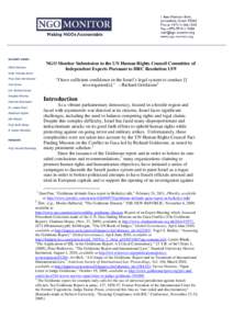 ADVISORY BOARD:  NGO Monitor Submission to the UN Human Rights Council Committee of Independent Experts Pursuant to HRC ResolutionElliott Abrams