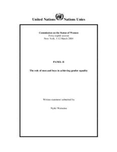 United Nations  Nations Unies Commission on the Status of Women Forty-eighth session