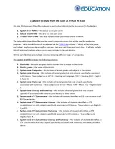 Guidance on Data from the June 15 TVAAS Release On June 15 there were three files released to each school district via the Accountability Application: 1. System-level TVAAS – this data is a one year score 2. School-lev