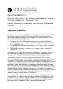 Supporting document 3 Scientific information for the assessment of raw milk products – Cheeses (at Approval) – Proposal P1022 Primary Production & Processing Requirements for Raw Milk Products