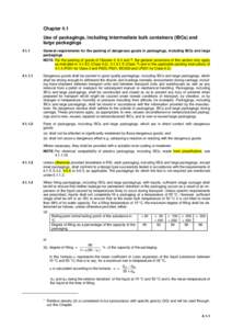 Chapter 4.1 Use of packagings, including intermediate bulk containers (IBCs) and large packagingsGeneral requirements for the packing of dangerous goods in packagings, including IBCs and large