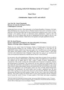 Page 1 of 8 1 Advancing ASEA-EU Relations in the 21st Century  Panel Three