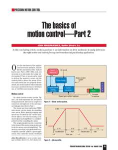 mPRECISION MOTION CONTROL  The basics of motion control—Part 2 JOHN MAZURKIEWICZ, Baldor Electric Co.