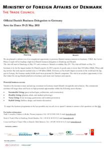 Official Danish Business Delegation to Germany Save the DatesMay 2015 Hamburg  Munich