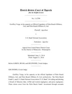 United States Court of Appeals For the Eighth Circuit ___________________________ No[removed]___________________________ Geoffrey Varga, in his capacity as Official Liquidator of Palm Beach Offshore,