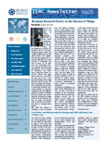 IERC Newsletter  VOLUME 3, ISSUE 4 DECEMber, 2012  European Research Cluster on the Internet of Things