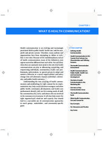 CHAPTER 1  IN THIS CHAPTER • Defining Health Communication
