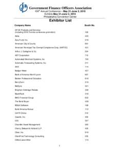 Microsoft Word - Philadelphia Exhibitor List