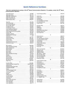 th  th This list is maintained and courtesy of the 45 Space Communications Squadron. For updates, contact the 45 Space Communications Squadron.