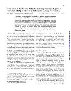 749  Serum Levels of Rubella Virus Antibodies Indicating Immunity: Response to