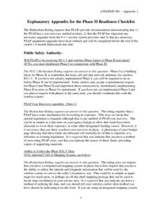 ATIS/ESIF 001 – Appendix 1  Explanatory Appendix for the Phase II Readiness Checklist The Richardson Ruling requires that PSAPs provide documentation demonstrating that 1) the PSAP has a cost recovery method in place, 