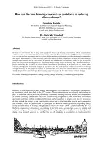 Enhr Conference 2011 – 5-8 July, Toulouse  How can German housing cooperatives contribute to reducing climate change? Enkeleda Kadriu TU-Berlin, Institute for Urban and Regional Planning,