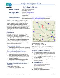 Freight Planning Fact Sheet  B ob Ho pe Airpo rt Airport Address[removed]North Hollywood Way