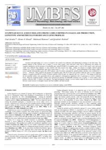 Journal of Microbiology, Biotechnology and Food Sciences ...International peer-reviewed scientific online journal... Jaradat et al. 2013 : STAPHYLOCOCCUS AUREUS ISOLATES FROM CAMELS DIFFER IN COAGULASE PR