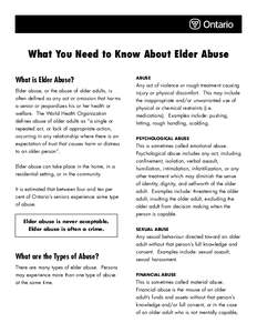 What You Need to Know About Elder Abuse What is Elder Abuse? Elder abuse, or the abuse of older adults, is often defined as any act or omission that harms a senior or jeopardizes his or her health or welfare. The World H