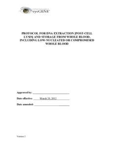 PROTOCOL FOR DNA EXTRACTION [POST-CELL LYSIS]AND STORAGE FROM WHOLE BLOOD