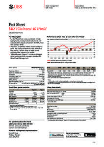 Asset management UBS Funds Swiss edition Data as at end-December 2014