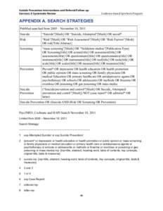 Suicide Prevention Interventions and Referral/Follow-up Services: A Systematic Review