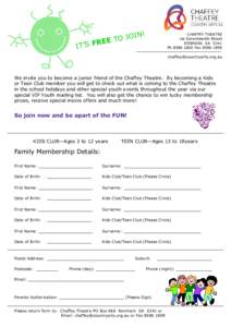 MEMBERSHIP FORM Kids & Teen Club