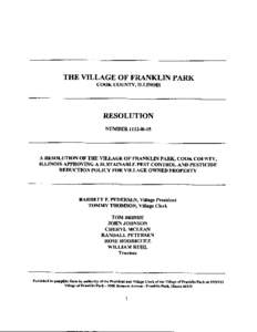 THE VILLAGE OF FRANKLIN PARK COOK COUNTY ILLINOIS RESOLUTION NUMBER 1112R15