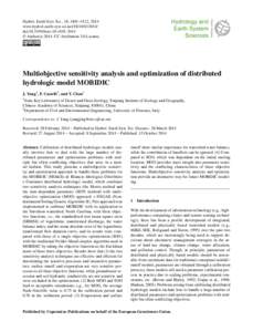 Hydrol. Earth Syst. Sci., 18, 4101–4112, 2014 www.hydrol-earth-syst-sci.net[removed]doi:[removed]hess[removed] © Author(s[removed]CC Attribution 3.0 License.  Multiobjective sensitivity analysis and optimizati