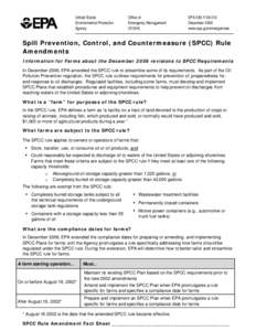 SPCC Rule Amendment - Information for Farms about the December 2006 Revisions to SPCC Requirements