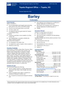 Topeka Regional Office Colorado Barley Fact Sheet