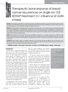 REVIEW ARTICLE  Therapeutic bone response of breast cancer recurrences on single sm-153 EDTMP treatment (+/- influence of statin intake)