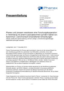 Phenex-Janssen Pressemitteilung 17 Dez 2012