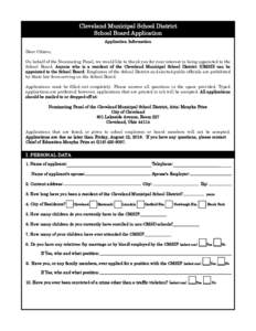 CMSD School Board Application English